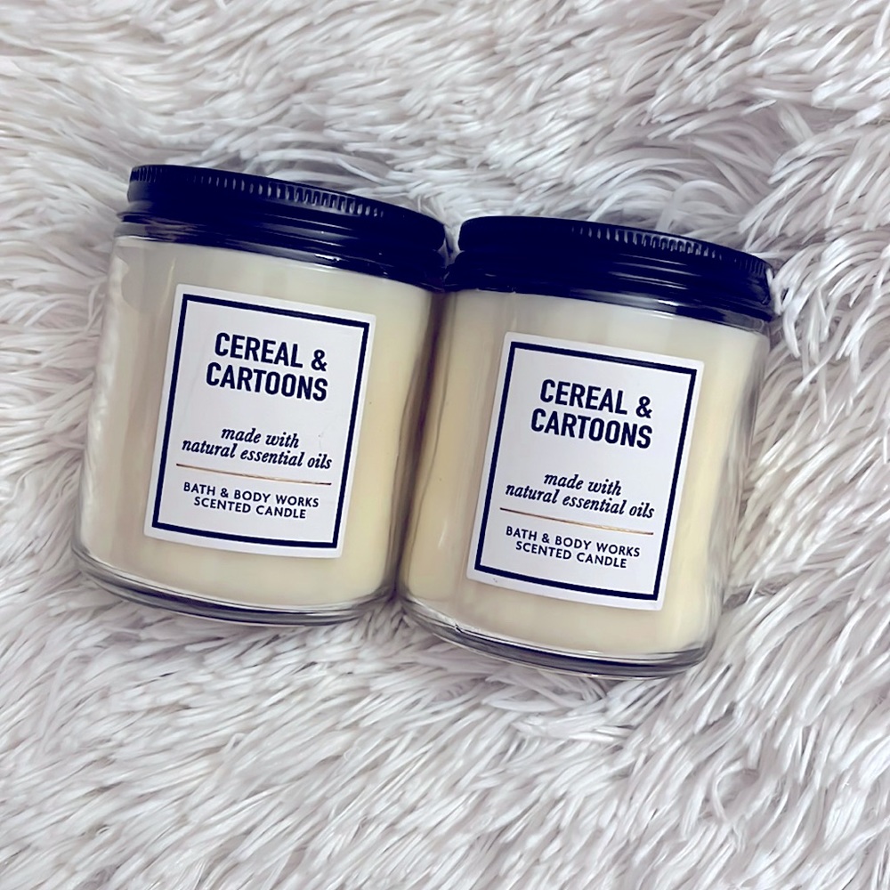 New! Bath and Body Works CEREAL & CARTOONS single wick candles! Set of 2